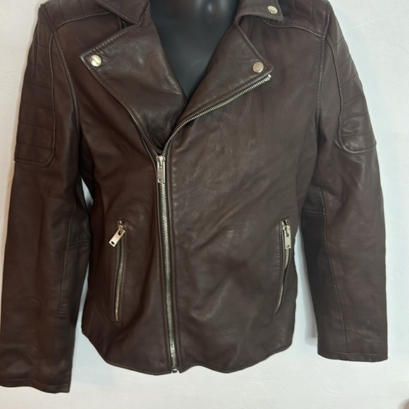 Bolongaro Trevor by ASOS  Chocolate Brown Leather Jacket - size Small - Picture 6 of 13
